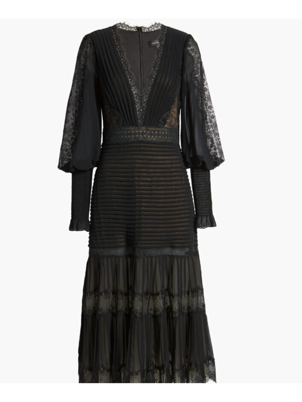NEW, Tadashi Shoji Lace Pintuck Long Sleeve Cocktail Dress Black Sz 4 #MD2547